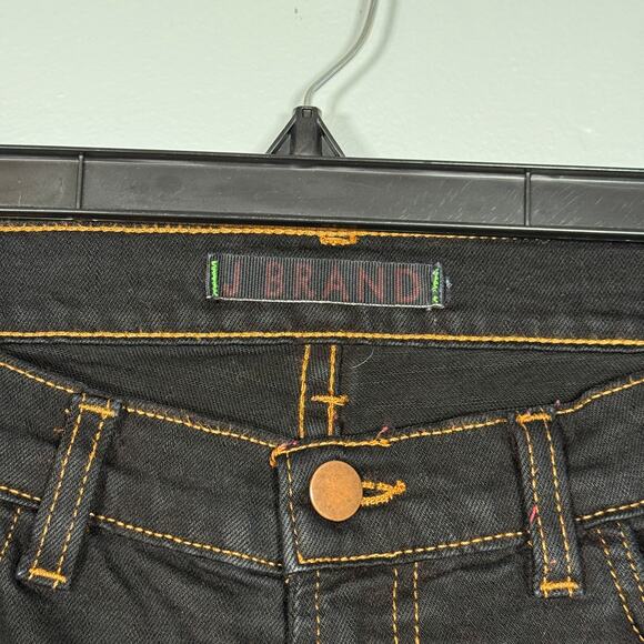 J Brand Black Jeans Women’s 29 Made in USA Bootcut Straight Contrast Stitch Long - Picture 3 of 5